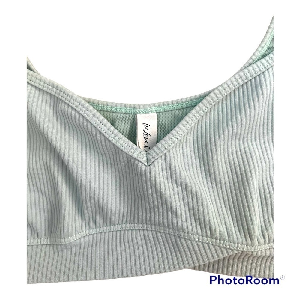 FOR Love & Lemons Ella Bra  Blue Ribbed Knit Wireless sports bra - Picture 3 of 6